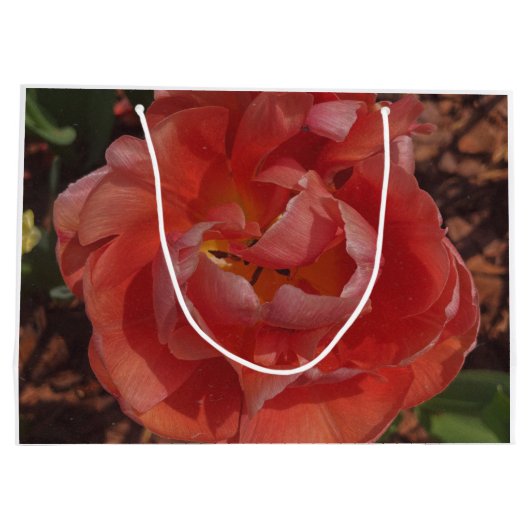 Grand Sac Cadeau fleur rouge (Dos)