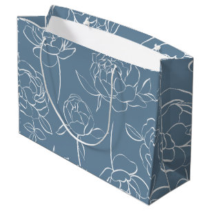 Grand Sac Cadeau Fleur Sauvage Bleue Moderne
