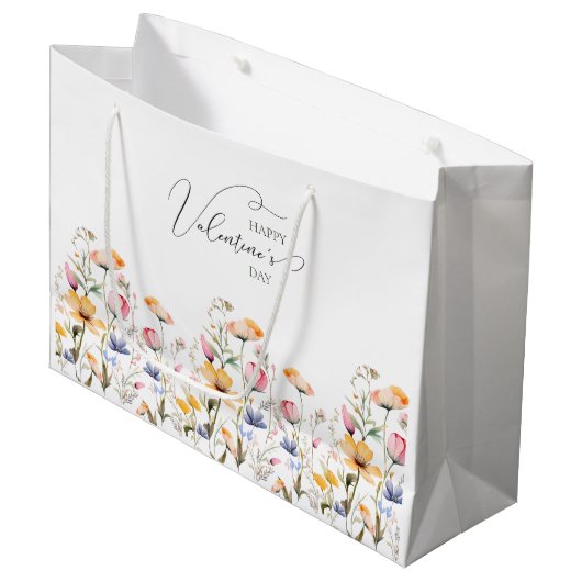 Grand Sac Cadeau Fleur sauvage d'aquarelle Printemps Meadow Valenti (Devant Angle)