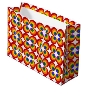 Grand Sac Cadeau Fleurs arc-en-ciel psychédéliques