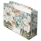 Grand Sac Cadeau Fleurs Blanches Bleues Tropicales pour une Mariée (Dos Angle)