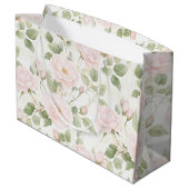 Grand Sac Cadeau Fleurs Blanches Roses Fines Douche de Mariée (Dos Angle)