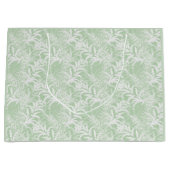 Grand Sac Cadeau Fleurs blanches sur vert clair. (Devant)