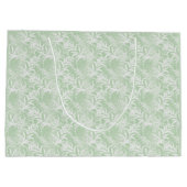 Grand Sac Cadeau Fleurs blanches sur vert clair. (Dos)