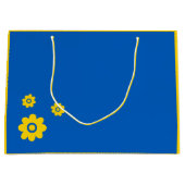 Grand Sac Cadeau Fleurs bleu et jaune (Devant)