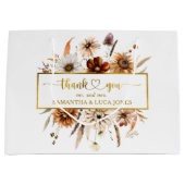 Grand Sac Cadeau Fleurs Boho Fall in Love Gold Foil Wedding Favor (Devant)