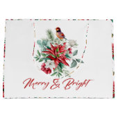 Grand Sac Cadeau Fleurs botaniques de Noël joyeuses et brillantes (Devant)