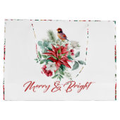 Grand Sac Cadeau Fleurs botaniques de Noël joyeuses et brillantes (Dos)