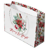 Grand Sac Cadeau Fleurs botaniques de Noël joyeuses et brillantes (Dos Angle)