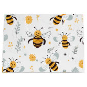 Grand Sac Cadeau Fleurs Bulles Papier Enveloppant Abeille Ensemble  (Devant)