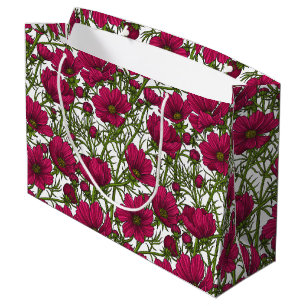 Grand Sac Cadeau Fleurs Cosmos roses