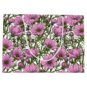 Grand Sac Cadeau Fleurs Cosmos roses (Dos)