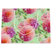 Grand Sac Cadeau Fleurs Dahlia Roses (Devant)