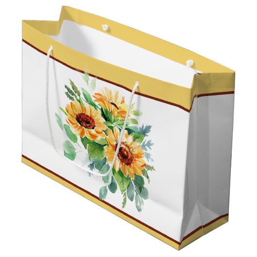 Grand Sac Cadeau Fleurs de couleur aquarelle (Devant Angle)