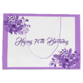 Grand Sac Cadeau Fleurs de couleur pourpre à 70e anniversaire (Dos)