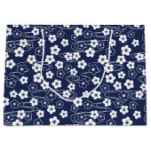 Grand Sac Cadeau Fleurs de fleurs de cerisier bleu japonais Sakura (Devant)