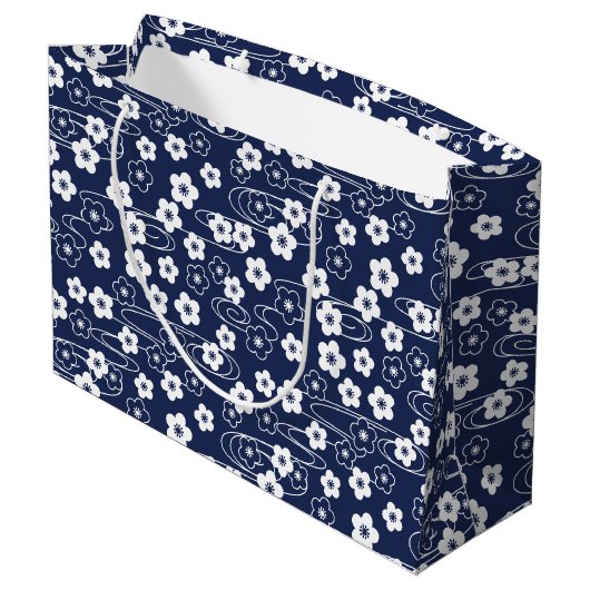Grand Sac Cadeau Fleurs de fleurs de cerisier bleu japonais Sakura (Dos Angle)