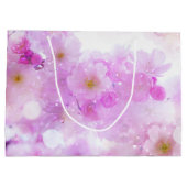 Grand Sac Cadeau Fleurs de fleurs de cerisier rose (Dos)