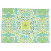 Grand Sac Cadeau Fleurs de jardin rétro en vert et jaune (Dos)