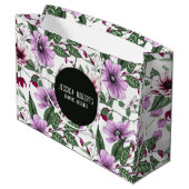 Grand Sac Cadeau Fleurs de lavande avec feuilles verts sans soudure (Dos Angle)