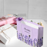 Grand Sac Cadeau Fleurs de lavande violette bridesmaid<br><div class="desc">Arrière - plan violent. Décoré de fleurs de lavande et d'abeilles Personnalisez et ajoutez le nom de votre marionnettiste.</div>