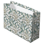 Grand Sac Cadeau Fleurs de Lotus Bleues Blances (Devant Angle)