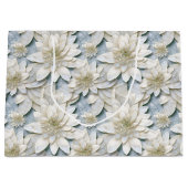 Grand Sac Cadeau Fleurs de Lotus Bleues Blances (Devant)