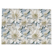 Grand Sac Cadeau Fleurs de Lotus Bleues Blances (Dos)