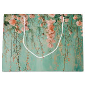 Grand Sac Cadeau Fleurs de mariage teintées de bleu romantique (Devant)