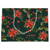 Grand Sac Cadeau Fleurs de Noël des baies rouges (Devant)