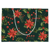 Grand Sac Cadeau Fleurs de Noël des baies rouges (Dos)