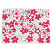 Grand Sac Cadeau Fleurs de papier rouge et blanc (Devant)