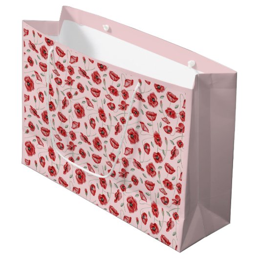Grand Sac Cadeau Fleurs de pavot (Devant Angle)