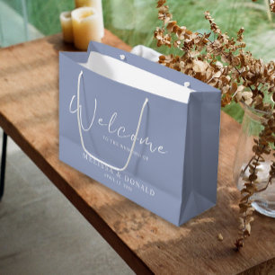 Grand Sac Cadeau Fleurs de Pervenche Mariage Bohème de Bienvenue
