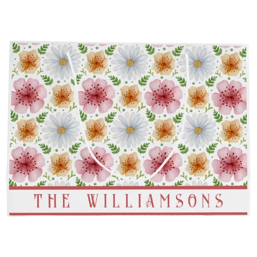 Grand Sac Cadeau Fleurs de Printemps Joyeuses Pâques (Dos)