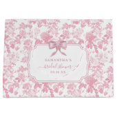 Grand Sac Cadeau Fleurs de roses blanches roses chinoiserie douche  (Devant)