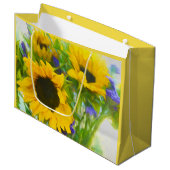 Grand Sac Cadeau Fleurs de soleil joyeux (Devant Angle)