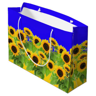 Grand Sac Cadeau Fleurs de soleil - Liberté Ukraine Paix drapeau u