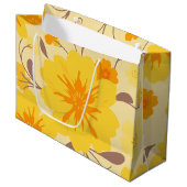 Grand Sac Cadeau Fleurs de soleil rétro - Modèle floral jaune (Devant Angle)
