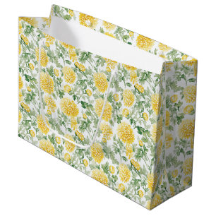 Grand Sac Cadeau Fleurs de Tagète Jaune Shower de Mariée