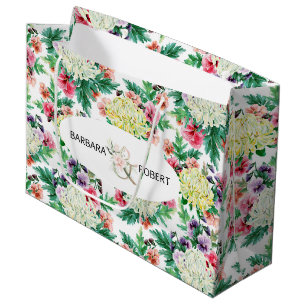 Grand Sac Cadeau Fleurs d'été colorées motif