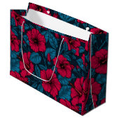 Grand Sac Cadeau Fleurs d'hibiscus rouges (Devant Angle)