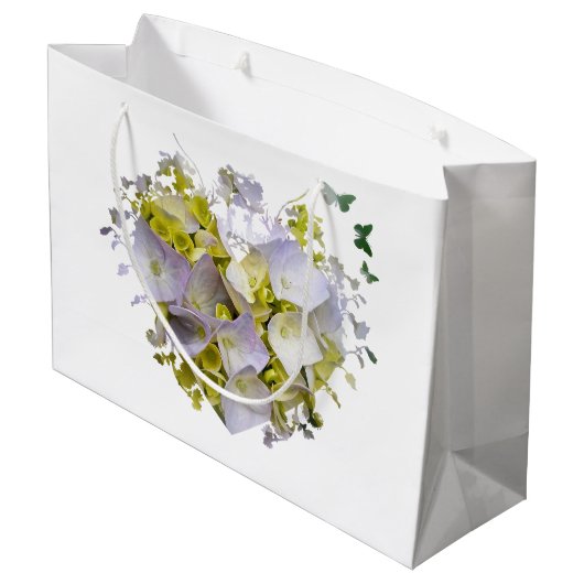 Grand Sac Cadeau Fleurs d'Hydrangée dans un coeur (Dos Angle)