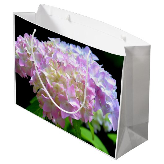 Grand Sac Cadeau Fleurs d'hydrangée violette rose doux (Dos Angle)