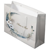 Grand Sac Cadeau Fleurs d'Orchidée Blanche Bohème Lune Bleue Élégan (Devant Angle)