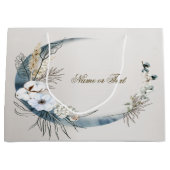 Grand Sac Cadeau Fleurs d'Orchidée Blanche Boho Lune Bleue Élégante (Devant)