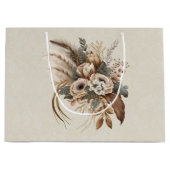 Grand Sac Cadeau Fleurs Élégantes Feuillage et plumes (Devant)