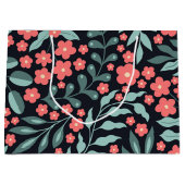 Grand Sac Cadeau Fleurs en fleurs de style rétro rose dans le style (Devant)