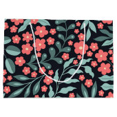 Grand Sac Cadeau Fleurs en fleurs de style rétro rose dans le style (Dos)