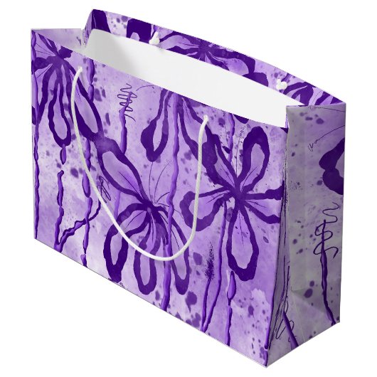 Grand Sac Cadeau Fleurs encrées - Lilac (Dos Angle)